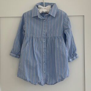 Zara Girls Blue and White Striped Button-Front Tunic